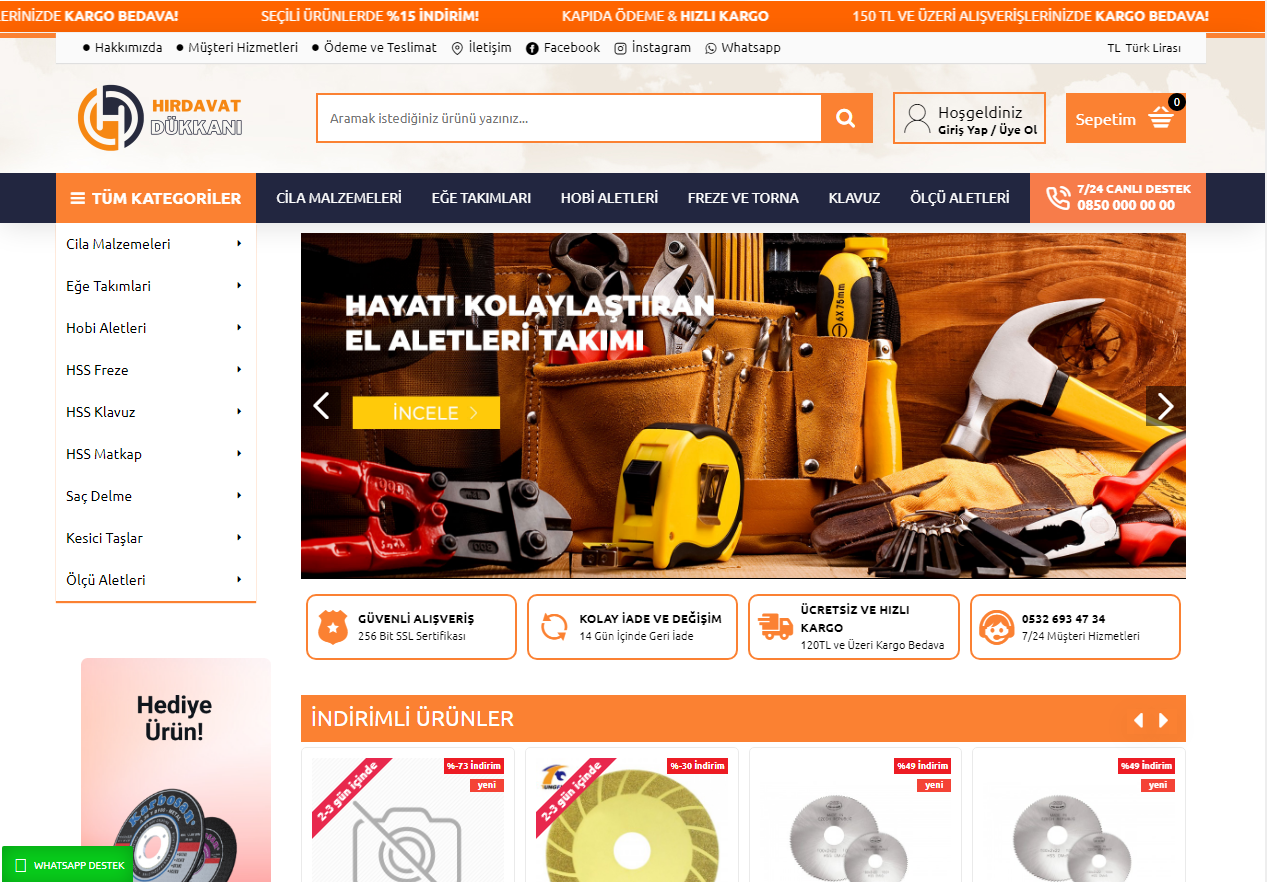 Hırdavat-Yedek Parça E-Ticaret Teması